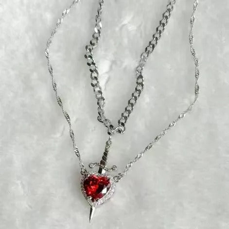 Heart & Sword Pendant β Couples Necklace (Silver or Gold)