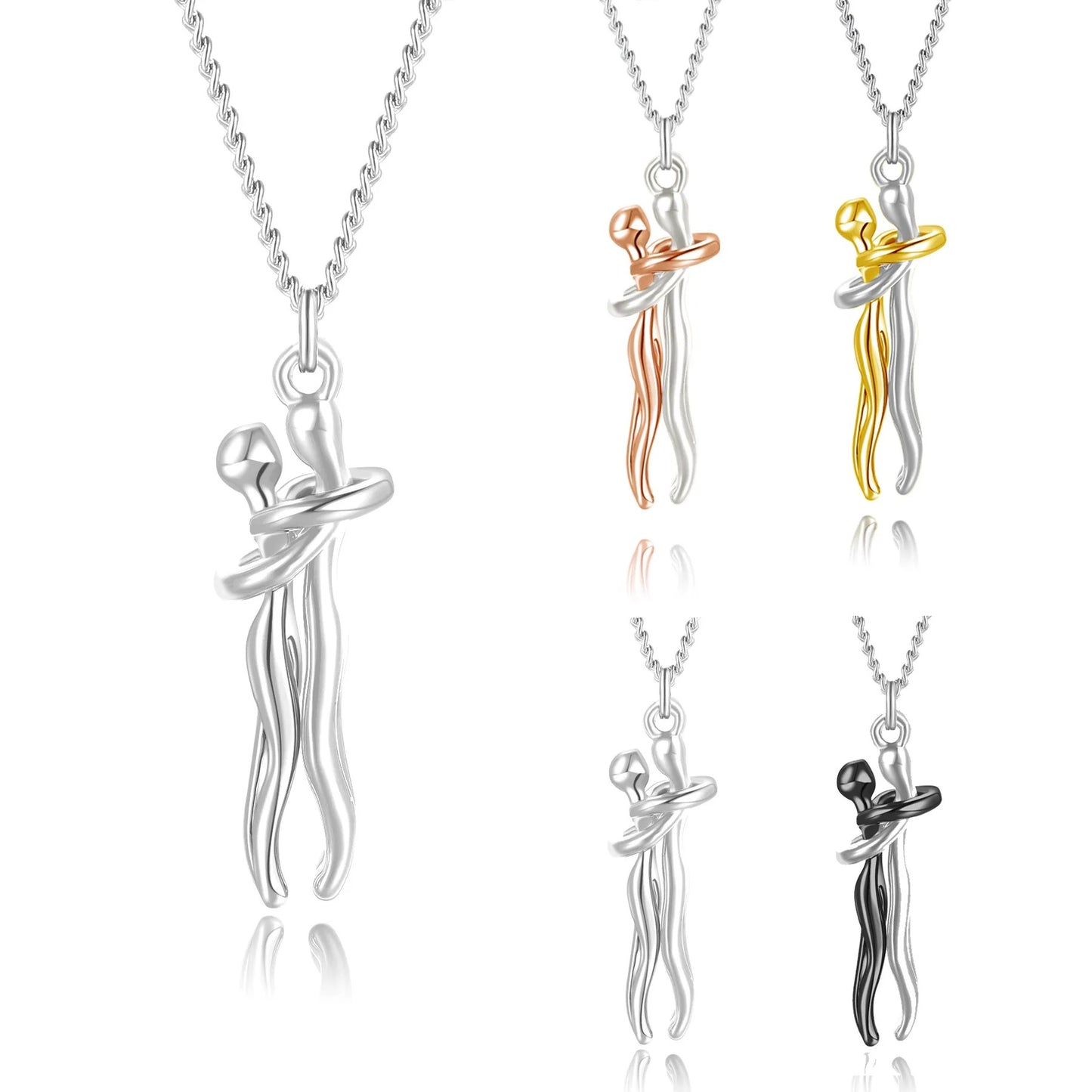 Classic Embrace Pendant Necklace – Romantic Matching Jewelry for Couples