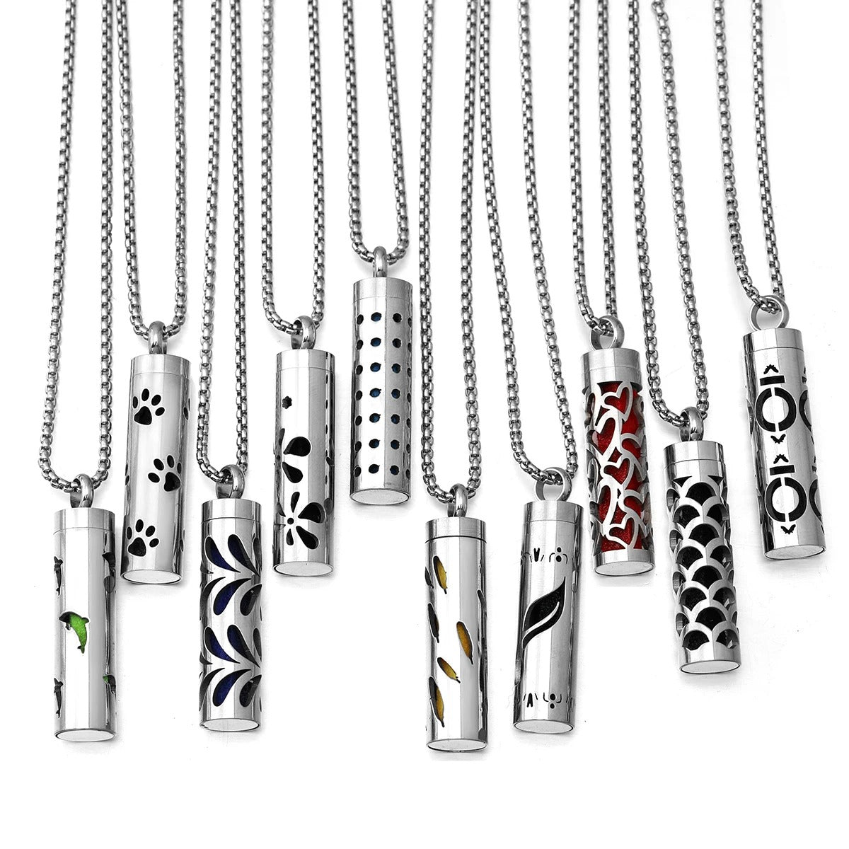 Aromatherapy Bar Pendant Necklace – Stainless Steel Essential Oil Diffuser