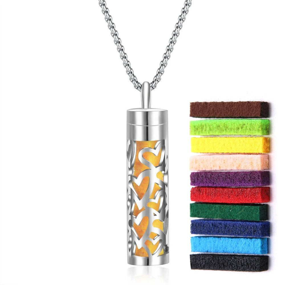 Aromatherapy Bar Pendant Necklace – Stainless Steel Essential Oil Diffuser